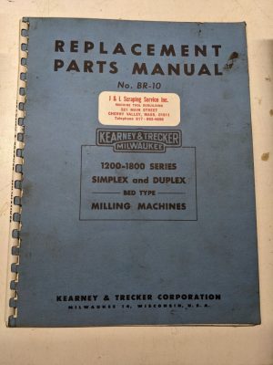 Kearney Trecker Milling Machine Repair Part List Catalog Manual 1200-1800 Duplex