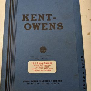 Kent-Owens Milling Machine 1-M 40 Taper Part List Manual Text Only 1955