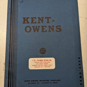 Kent-Owens Milling Machine #2-20 Part List Manual Text Only