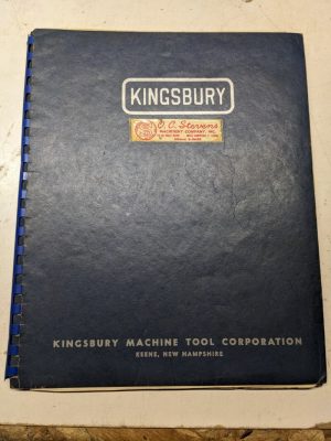 Kingsbury Machine Tool Operator Instruction Manual 8 18 30 128 Model