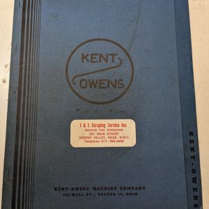 Kent-Owens Machine 1-14 Automatic Milling Parts List Text Only