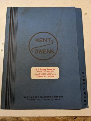 Kent-Owens Machine 1-14 Automatic Milling Parts List Text Only