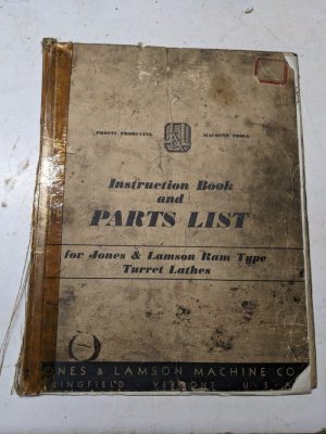 Jones Lamson Machine #3 4 5 Saddle Lathe Parts List Manual Operator 1937