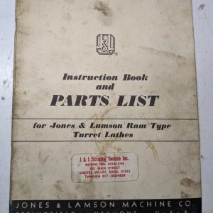 Jones Lamson Machine #3 4 5 7 8 Saddle Lathe Parts List Service Manual 1951