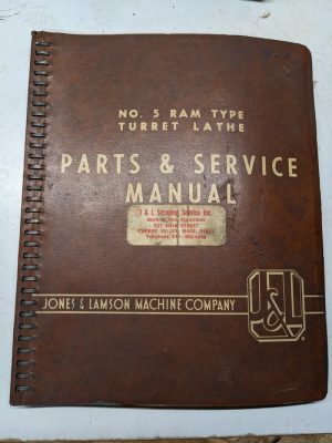 Jones Lamson Machine #5 Ram Type Turret Lathe Parts List Service Manual 1958