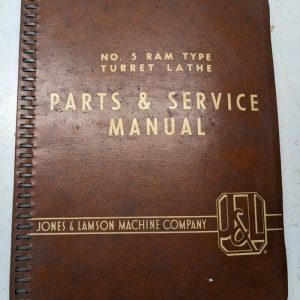 Jones Lamson Machine #5 Ram Turret Lathe Parts List Service Manual Book 1958