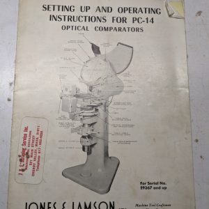 Jones Lamson Setup Operating Instruction Manual Optical Comparator Pc-14