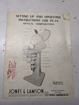 Jones Lamson Setup Operating Instruction Manual Optical Comparator Pc-14