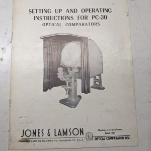 Jones Lamson Setup Operating Instruction Shop Manual Optical Comparator Pc-30