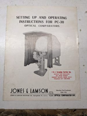 Jones Lamson Setting Up Operating Instruction Manual Optical Comparator Pc-30