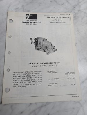 Dana Service/Repair Parts List Catalog Manual Model S95-97 Series Pto 1972