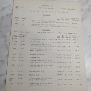 Perfection Truck Platforms & Hoists Lindsay Bros Price List Sales Literature