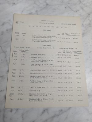 Perfection Truck Platforms & Hoists Lindsay Bros Price List Sales Literature