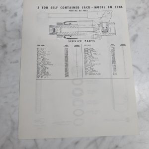 Repair Illustrated Parts List Sheet 5 Ton Self Contained Jack Model Bu 300A