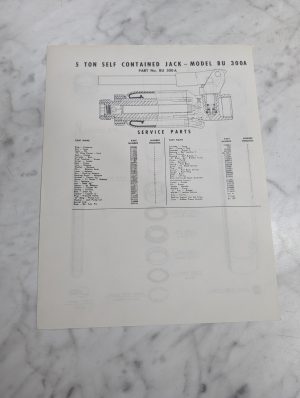 Repair Illustrated Parts List Sheet 5 Ton Self Contained Jack Model Bu 300A
