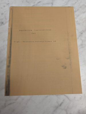 Operating Instructions For High Pressure Rotary Pumps Bm