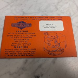 Briggs & Stratton Opearting & Maintenance Instruction Manual 23A -B Fb R6D
