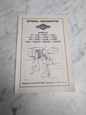 Briggs & Stratton Betriebs Vorschriften Modelle 9 B Fb R6 14 19 23A German