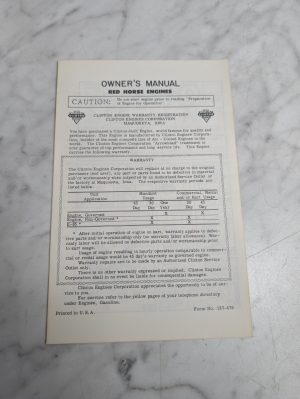Clinton Engine Owner'S Manual Red Horse Engines 137-479