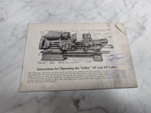 Operator Instruction Manual Libby 18" 26" Lathe Machine Tool