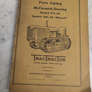 Mccormick Parts List Manual Catalog Model Ta-40 Diesel Tractractor 1935 Tc-12