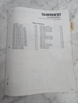 Repair/Service Parts List Book Catalog Manual Fishing Reels 1991 Shimano