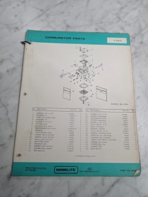 Homelite Chain Saw Carburetor Illustrated Parts List Manuals Pages Lot~