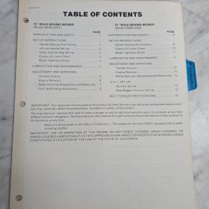 Ford Repair Service Manual 19" 21" Walk Behind Mower Model 09Gn 2001 2002 1984