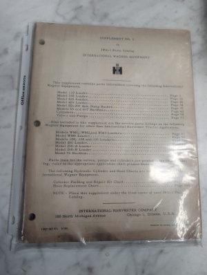 Supplement ~ International Harvester Ih 1We-1 Parts Catalog List Manual Wagner