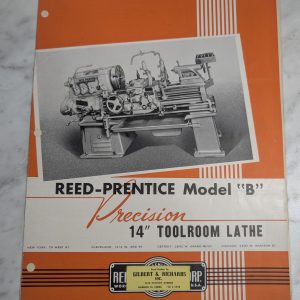 Reed Prentice Model B Toolroom Lathe 14” Sales Brochure Literature Catalog