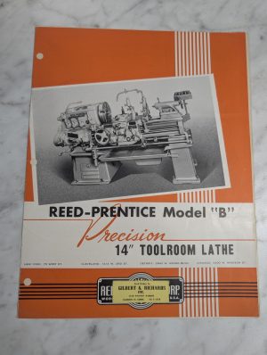 Reed Prentice Model B Toolroom Lathe 14” Sales Brochure Literature Catalog