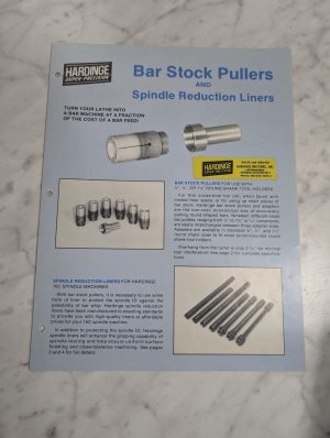 Hardinge Bar Stock Pullers & Spindle Reduction Liners Sales Brochure Literature
