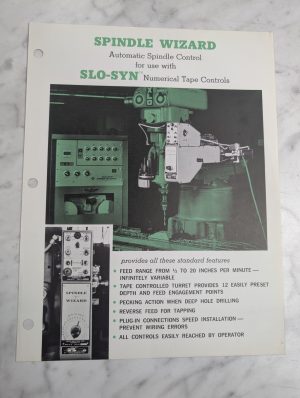 Slo-Syn Spindle Wizard 1967 Sales Brochure Literature Catalog