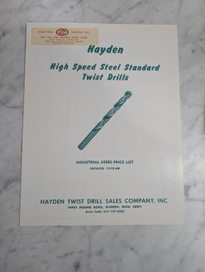 Hayden High Speed Steel Standard Twist Drills Sales Brochure Catalog Price List