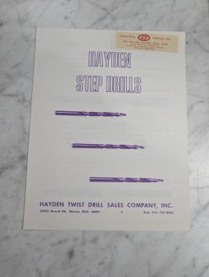 Hayden Step Drills Drills Sales Brochure Catalog Literature