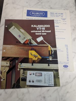 Kalamazoo Vt-18 Universal Tilt Head Band Saw Sales Brochure Catalog Vt-87