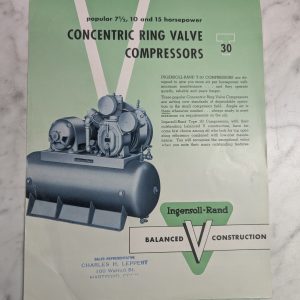 Ingersoll-Rand 7.5-15 Hp Conventric Ring Valve Compressor T30 Sales Brochure