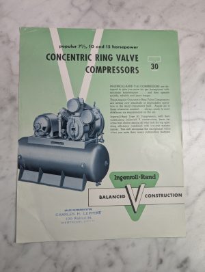 Ingersoll-Rand 7.5-15 Hp Conventric Ring Valve Compressor T30 Sales Brochure