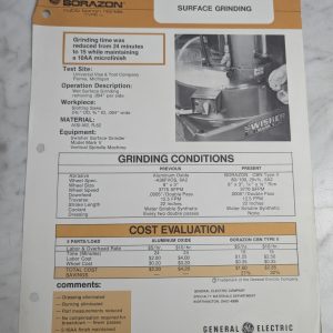 Borazon Cubic Boron Nitride Sales Brochure Catalog Literature Surface Grinding