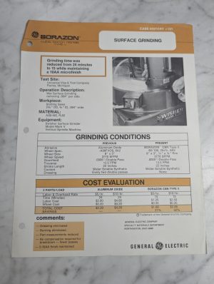 Borazon Cubic Boron Nitride Sales Brochure Catalog Literature Surface Grinding