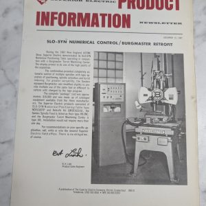 Superior Electric Product Information Slo-Syn Numerical Control Sales Brochure