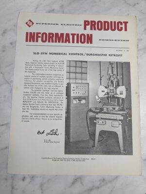 Superior Electric Product Information Slo-Syn Numerical Control Sales Brochure