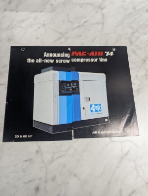 Pac-Air Screw Compressor Line #74 Sales Brochure Literature Catalog 1973