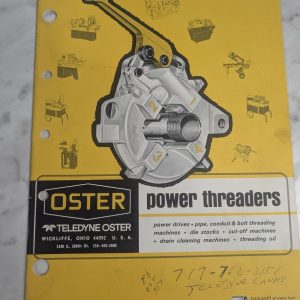 Teledyne Oster Power Threaderss Sales Brochure Literature Catalog #71