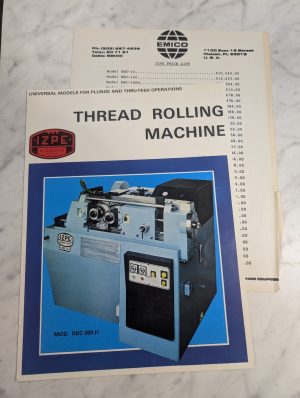 Izpe Thread Rolling Machine Elgoibar Sales Brochure Literature Catalog