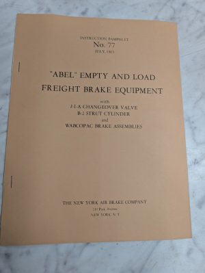 Instruction Manual Pamphlet New York Locomotive Freight Brake Equipment #77 Abel