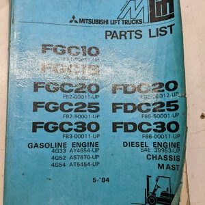 Mitsubishi Forklift Truck Parts List Book Manual Fgc10/15/20/25/30 Fdc20/25/30