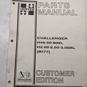 Hyster Parts Manual Book Challenger H40-50-60Xl H2.00-2.50-3.00Xl Forklift 1990
