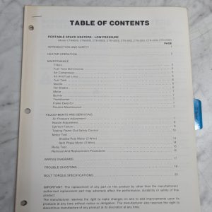 Ford Repair Service Manual Portable Space Heaters Ctn 40 55 100 150 Ds 0202-0205