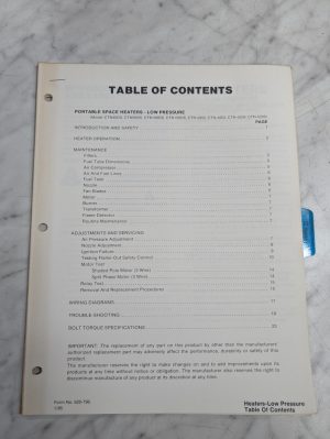 Ford Repair Service Manual Portable Space Heaters Ctn 40 55 100 150 Ds 0202-0205
